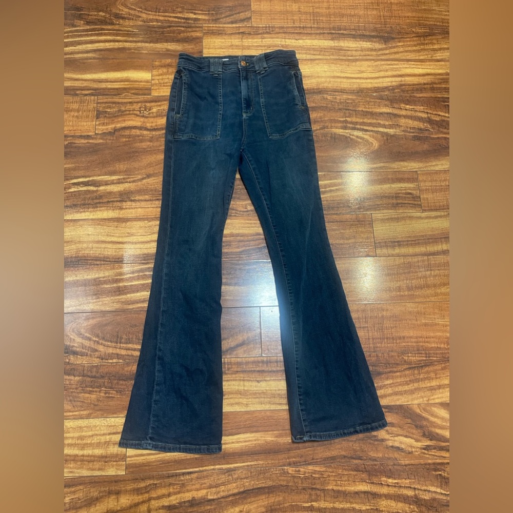Pilcro and the Letterpress Dark Blue Flare Jeans